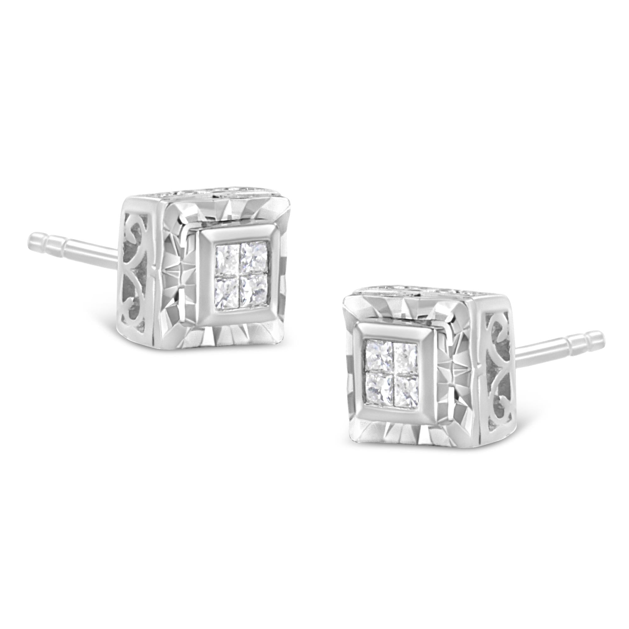 925 Sterling Silber Ohrstecker mit Diamanten
